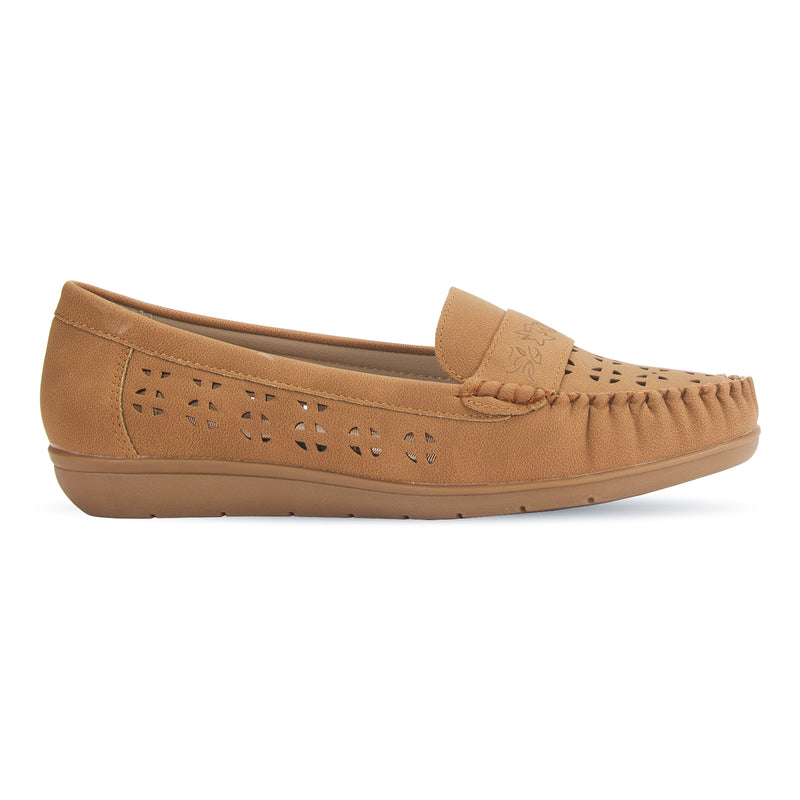 Discover the Quinn Hollow Perforated Casual Loafer by Pavers England. Stylish and comfy shoes for women from top shoe shops. Tan color. Shop now!