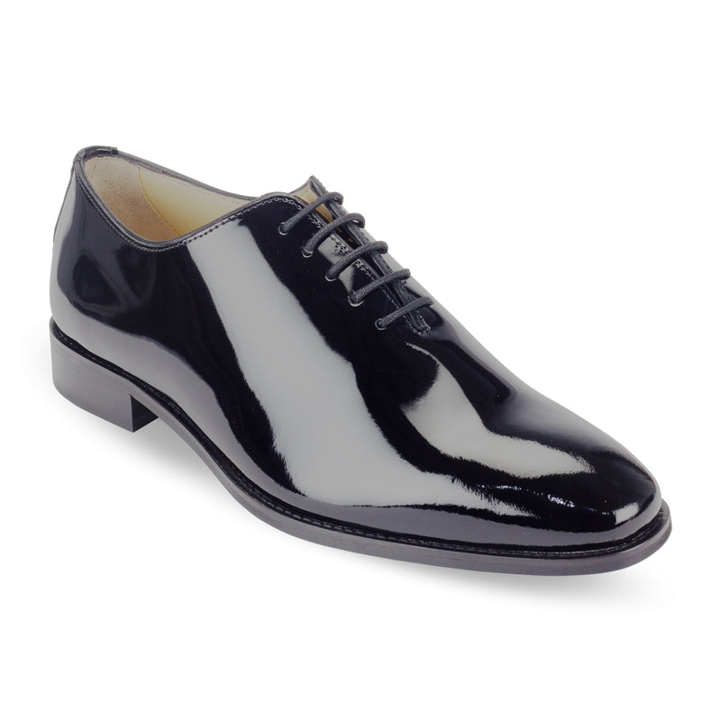 Explore the Belmont Leather Wholecut Oxford Shoe by Pavers England. Formal laced shoes for men perfect for mens shoes collection. Patent Black shoes. Buy now!