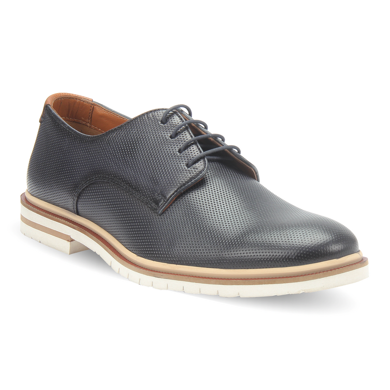 Leather textured lace-up shoes for men