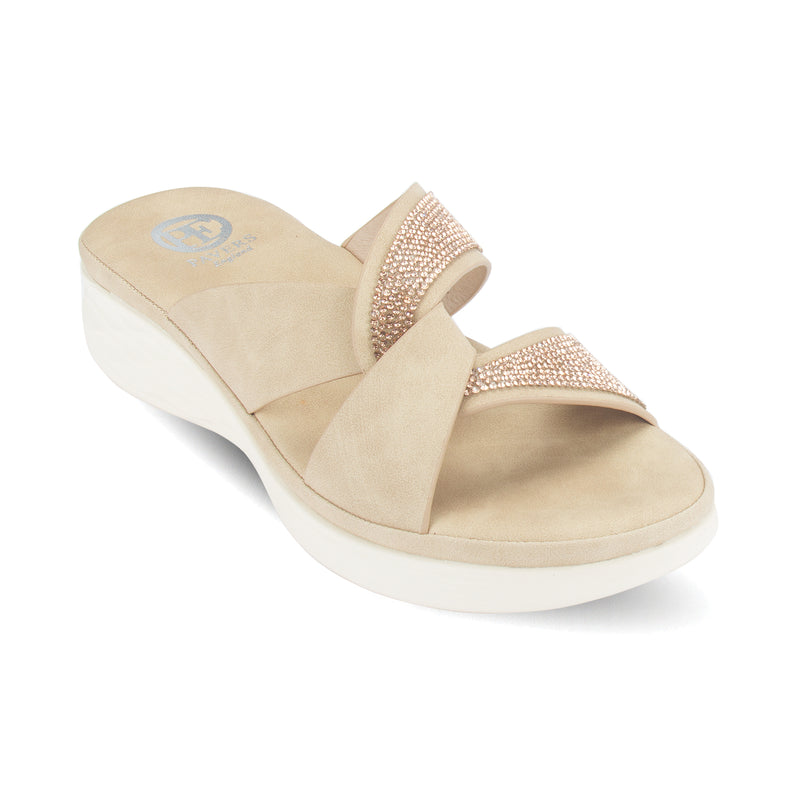 Discover the Ghita jewel embellished slider mule from Pavers England. Stylish ladies shoes perfect for any occasion. Beige color. Shop now!