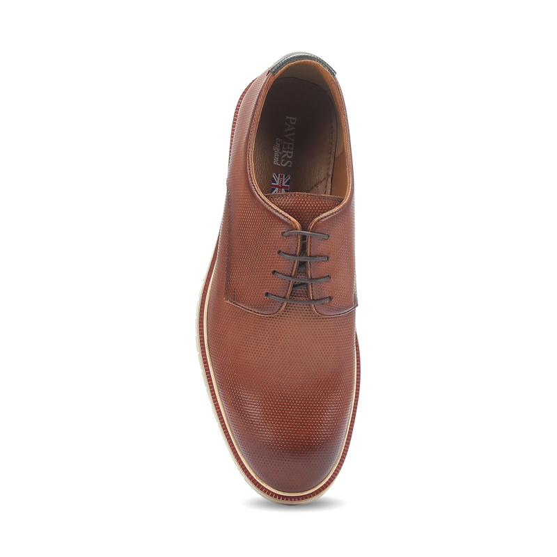 Leather textured lace up shoes for men