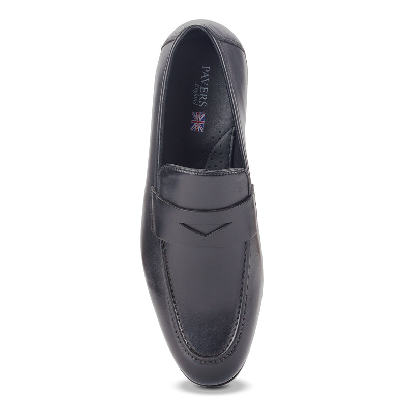 Shop the Lucien Gentry Formal Penny Loafer by Pavers England. These stylish leather loafer shoes are ideal formal loafers for men. Perfect mens shoes. Black shoes. Buy now!