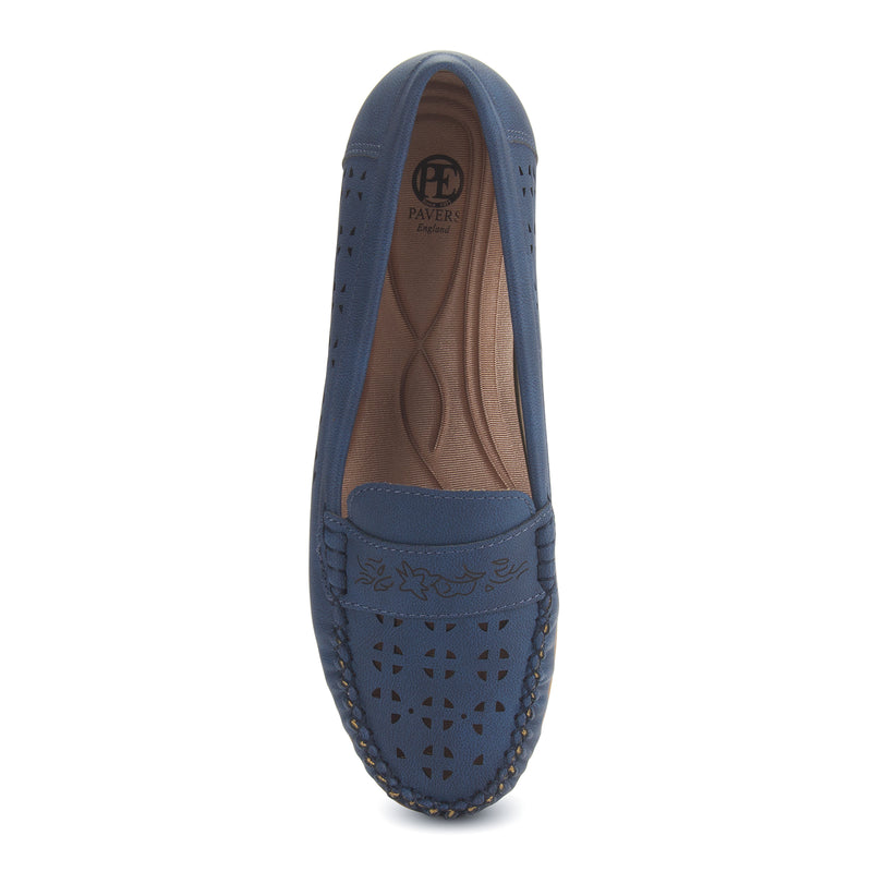 Discover the Quinn Hollow Perforated Casual Loafer by Pavers England. Stylish and comfy shoes for women from top shoe shops. Blue color. Shop now!