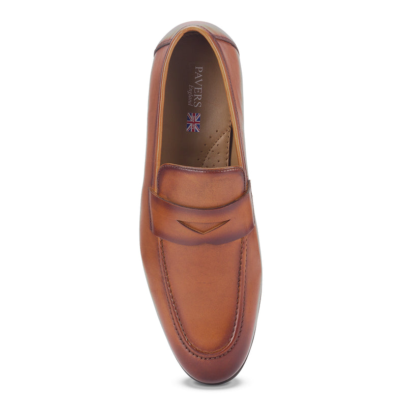 Shop the Lucien Gentry Formal Penny Loafer by Pavers England. These stylish leather loafer shoes are ideal formal loafers for men. Perfect mens shoes. Tan shoes. Buy now!