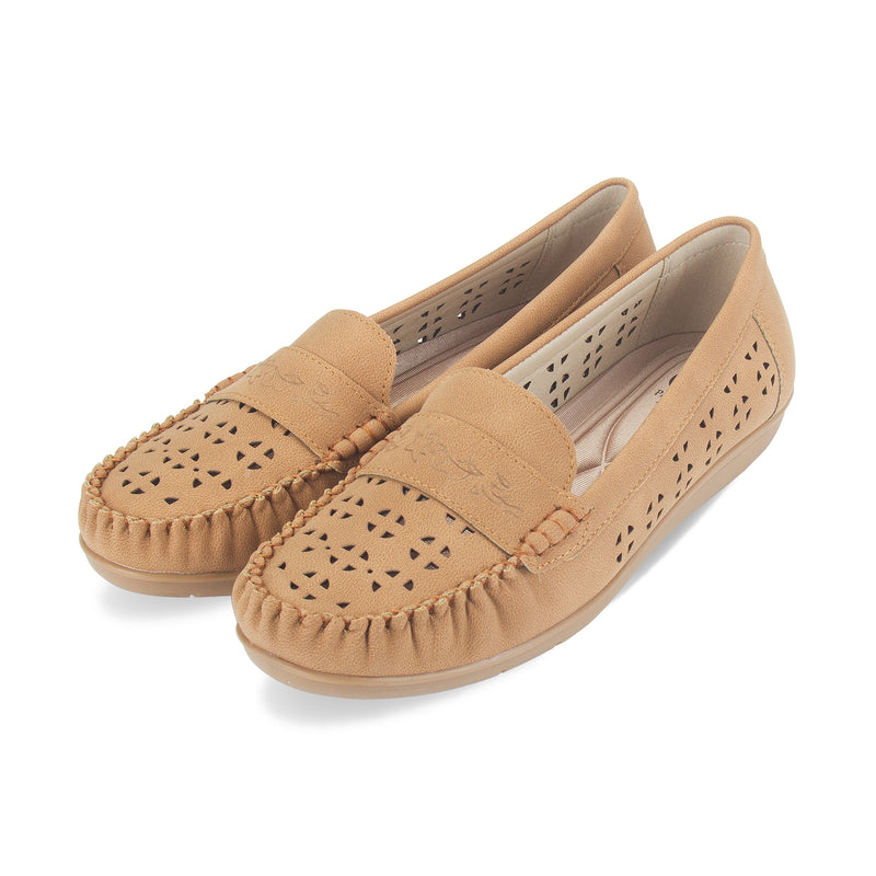 Discover the Quinn Hollow Perforated Casual Loafer by Pavers England. Stylish and comfy shoes for women from top shoe shops. Tan color. Shop now!