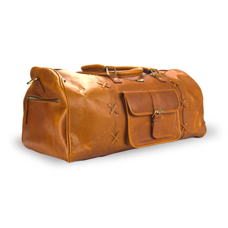 Yellow Crunch Leather Duffle Bag