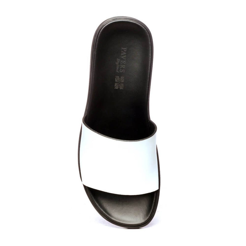 White Mens Mule Sliders