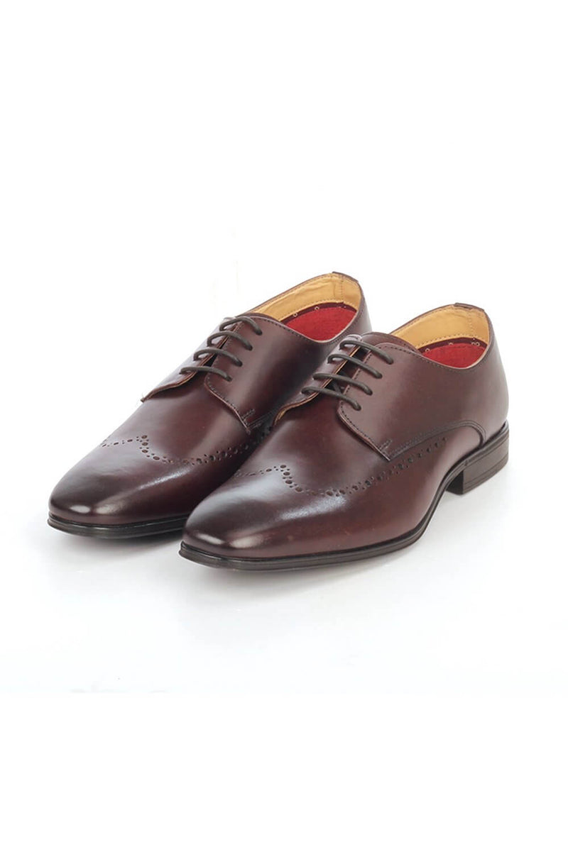 Brown Festive Lace Up Shoes for Men