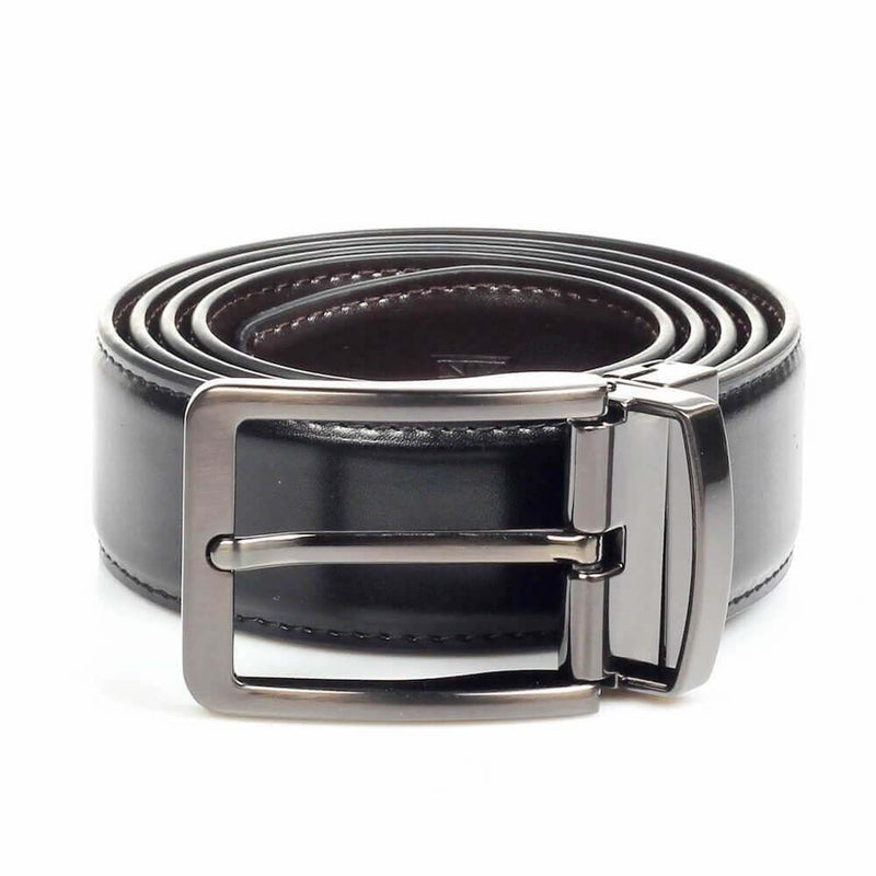 Casual Leather Belt with Metallic Buckle Closure