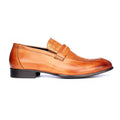 Checkered Top Penny Loafers For Men-Brown