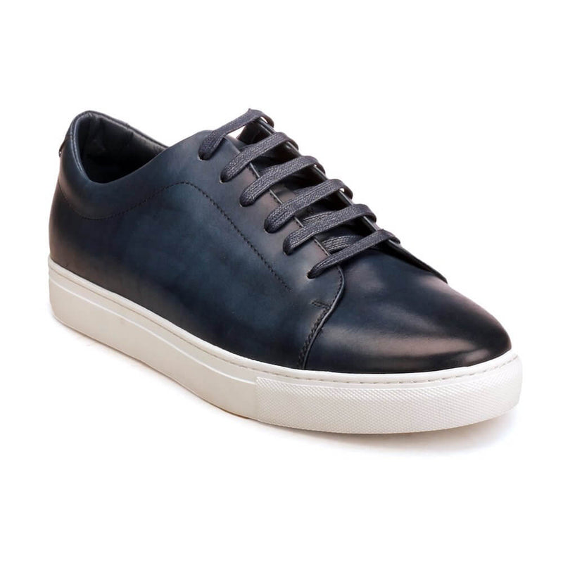 Low Top Leather Navy Sneakers Men