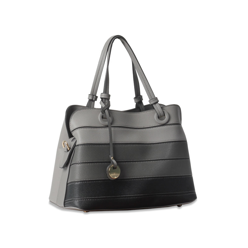 Stripped Synthetic tote bag - Black Multi