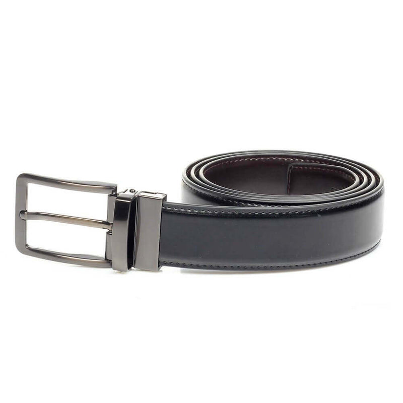Genuine Leather Belt with Metallic Buckle Closure