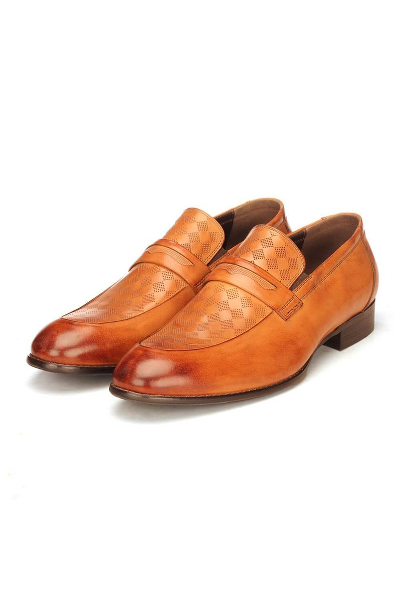 Checkered Top Penny Brown Loafers