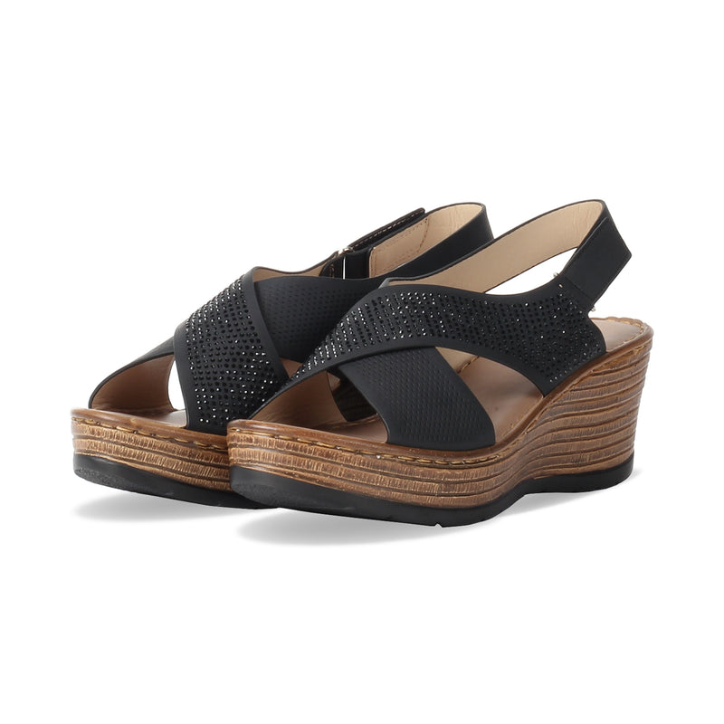 Studs Embellished slingback Wedge sandals