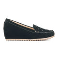 Women's Studded Loafers-Black - Full Shoes - Pavers England