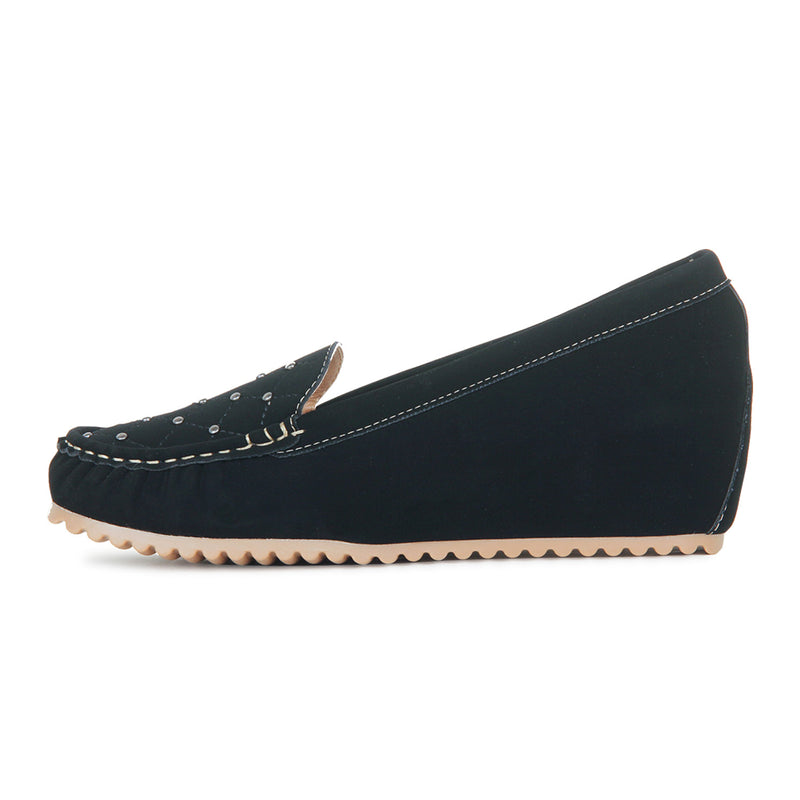 Women's Studded Loafers-Black - Full Shoes - Pavers England