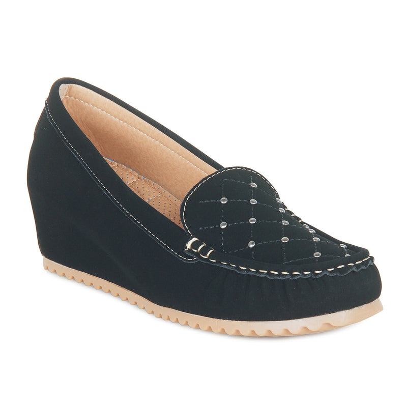 Women's Studded Loafers-Black - Full Shoes - Pavers England