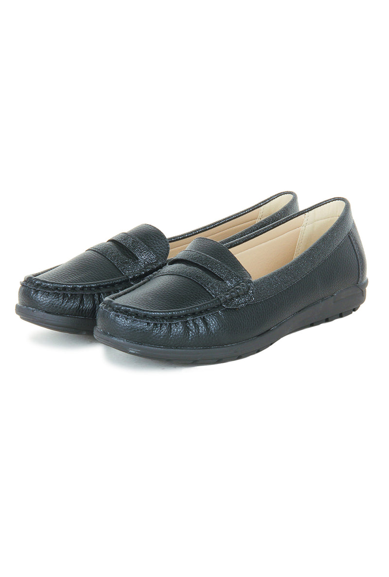 Women's Penny Loafers-Black - Full Shoes - Pavers England