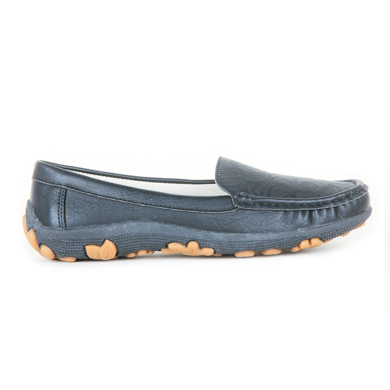 Women's Patterned Loafers-Black - Full Shoes - Pavers England