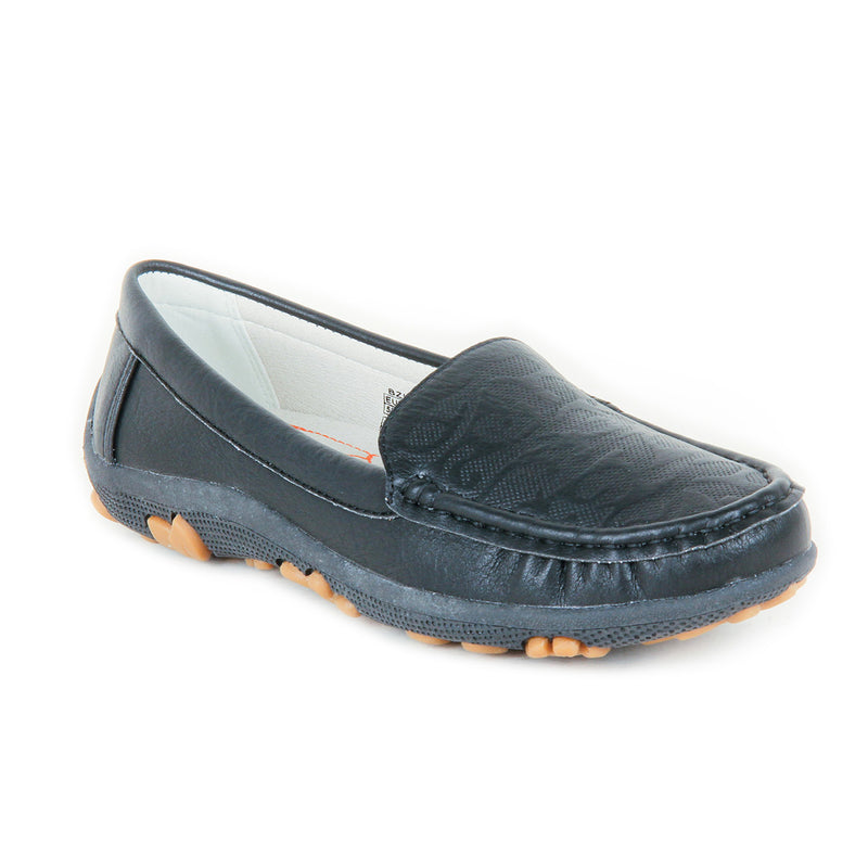 Women's Patterned Loafers-Black - Full Shoes - Pavers England