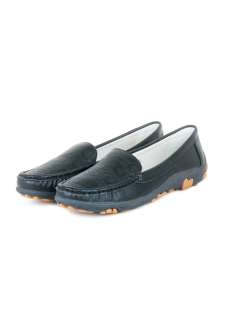 Women's Patterned Loafers-Black - Full Shoes - Pavers England
