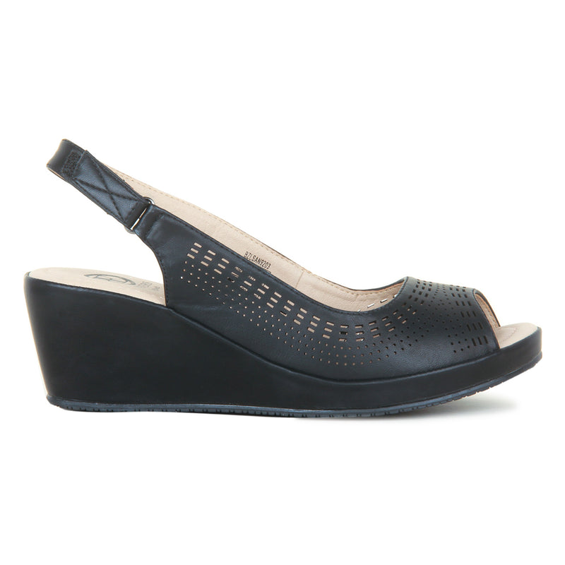 Sandal Heels with velcro fastening for women-Black - Sandals - Pavers England