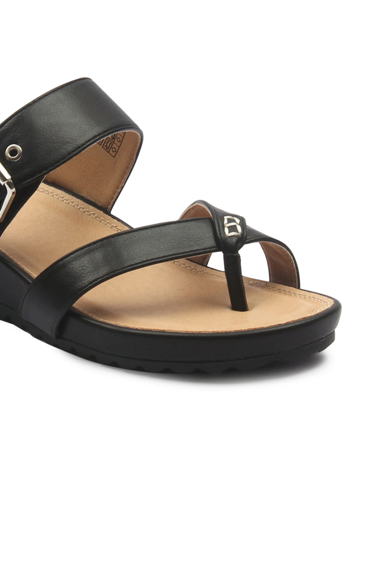 Women's Toepost Slippers-Black - Toeposts - Pavers England
