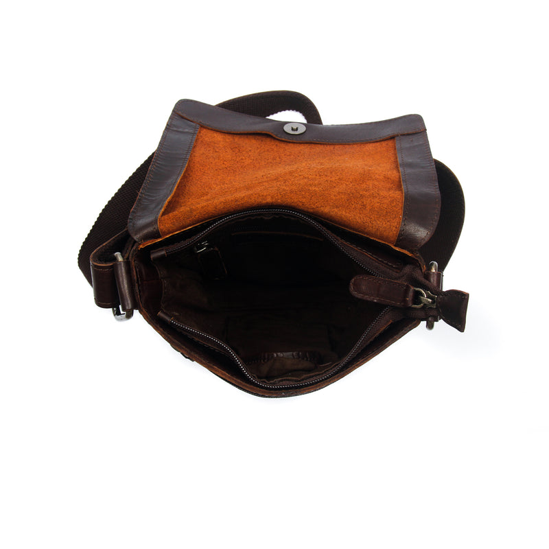 Men's Leather Messenger Bag - Brown - Bags & Accessories - Pavers England
