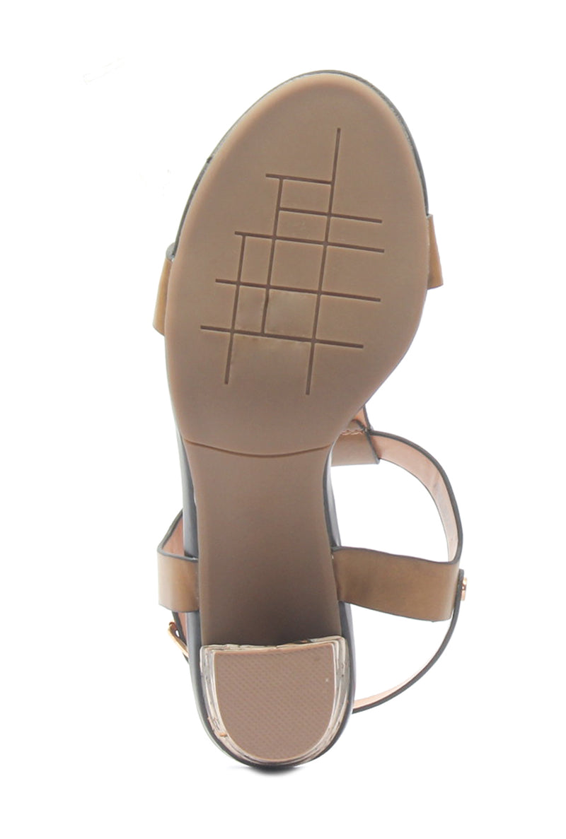 Women's T-Strap Block Heels - Beige - Wedding & Occasion - Pavers England