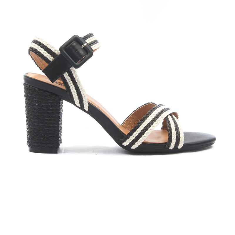 PU Sandals with Heel for Women - Black - Heels - Pavers England