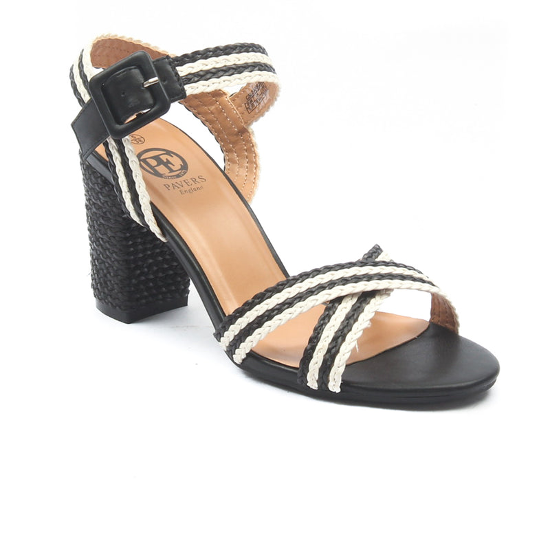 PU Sandals with Heel for Women - Black - Heels - Pavers England