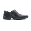 Men’s textured leather lace-up shoes with low heel - Black - Laced Shoes - Pavers England