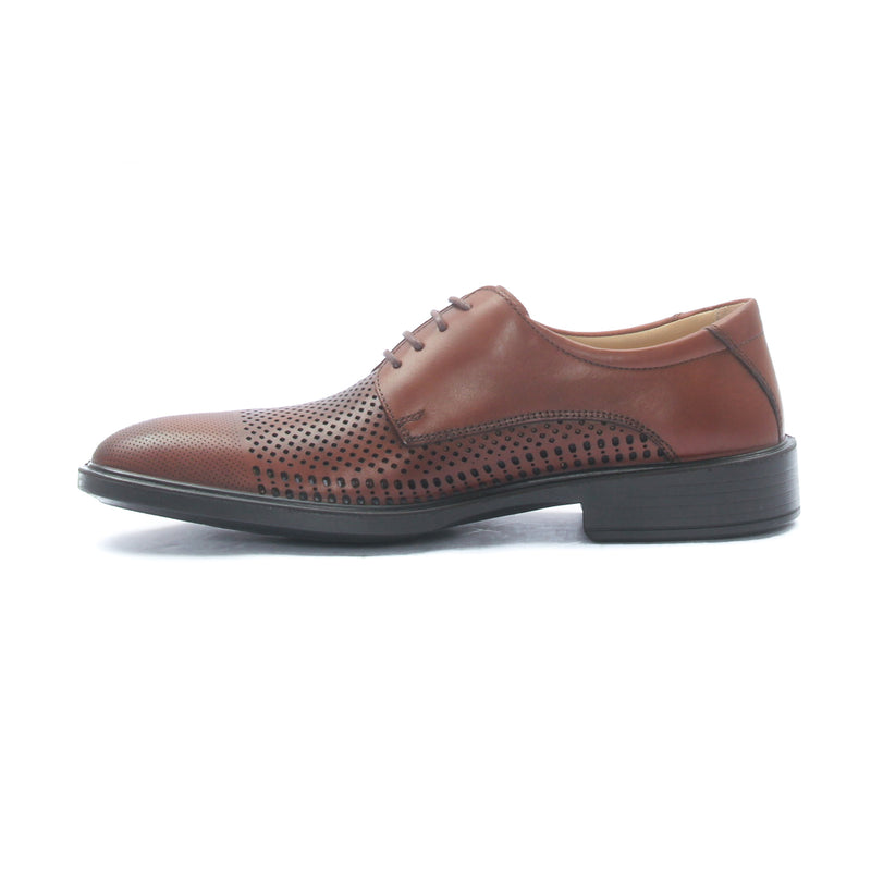 Men’s textured leather lace-up shoes with low heel