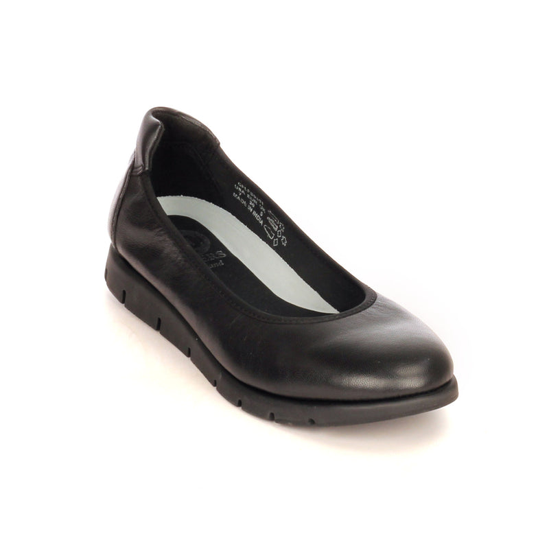 Leather Ballerinas for Women for Casual / Work wear - Black - Full Shoes - Pavers England