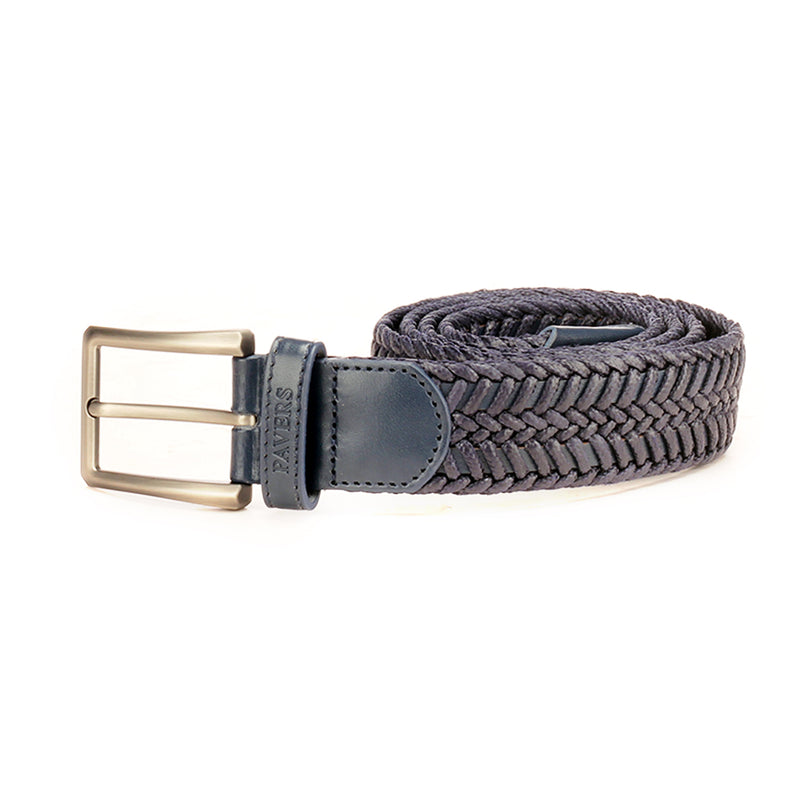Braided Style Leather Formal/Casual Waist Belt for Men - Navy - Bags & Accessories - Pavers England