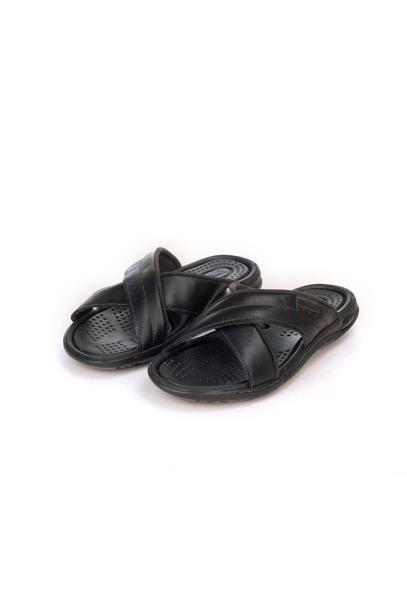 Leather Mules For Men - Black - Open Toe - Pavers England