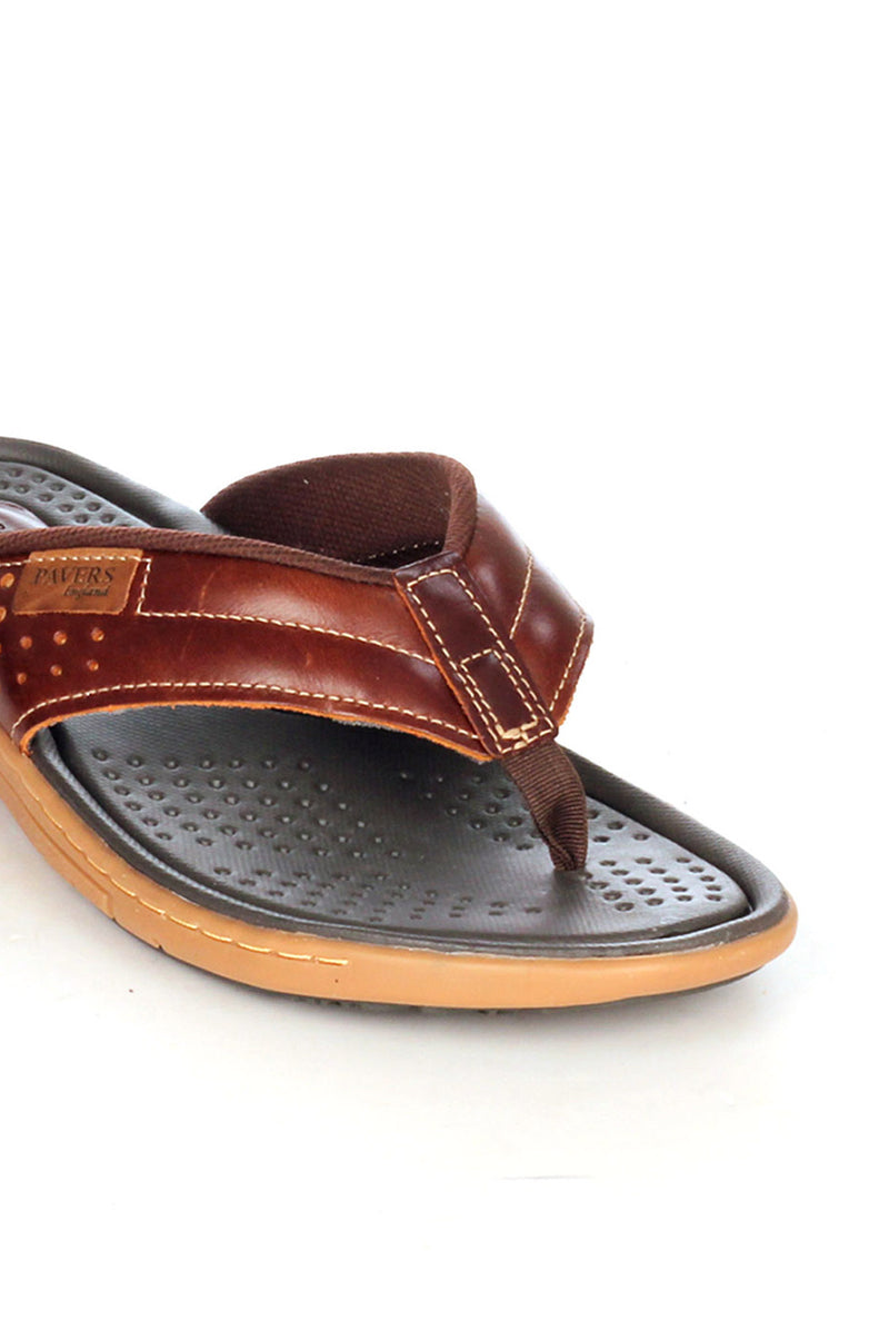 Leather Toe Post Sandals For Men - Brown - Open Toe - Pavers England