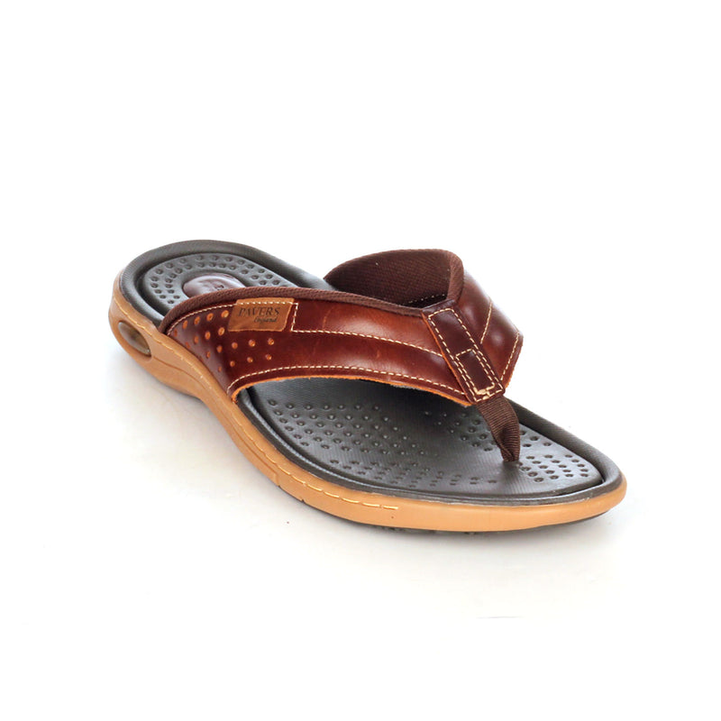 Leather Toe Post Sandals For Men - Brown - Open Toe - Pavers England