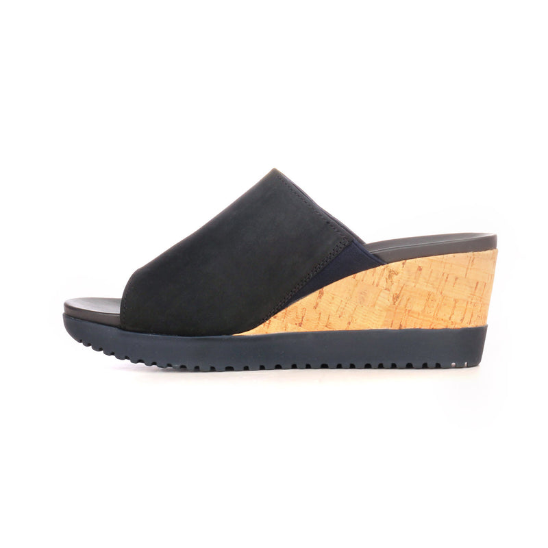 Women’s Leather Mules with High Heel for Casual / Formal use - Navy - Open Mules - Pavers England