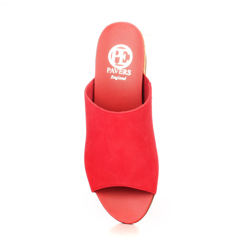 Women’s Leather Mules with High Heel for Casual / Formal use - Red