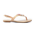 Synthetic Flat Sandals for Women-Beige - Sandals - Pavers England
