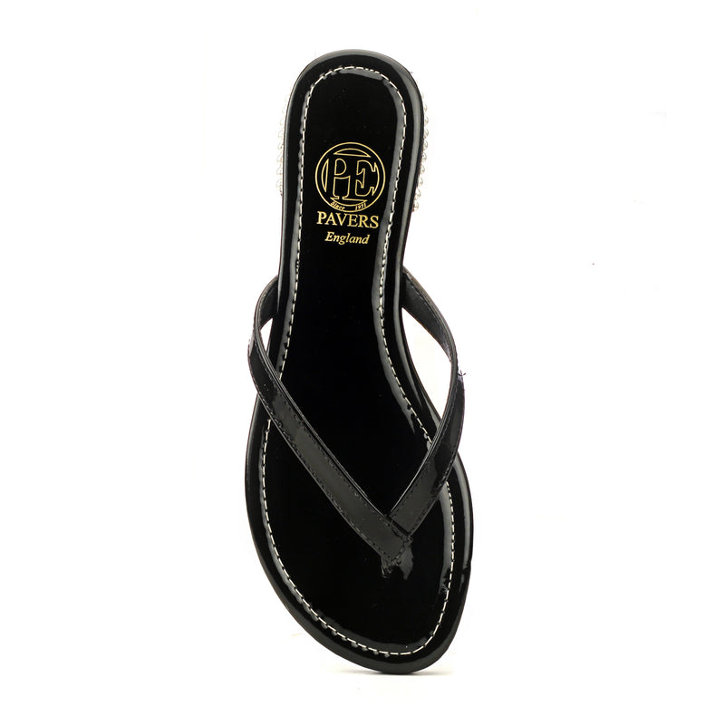 Jewel Embellished Flip Flops for Women-Black - Toeposts - Pavers England