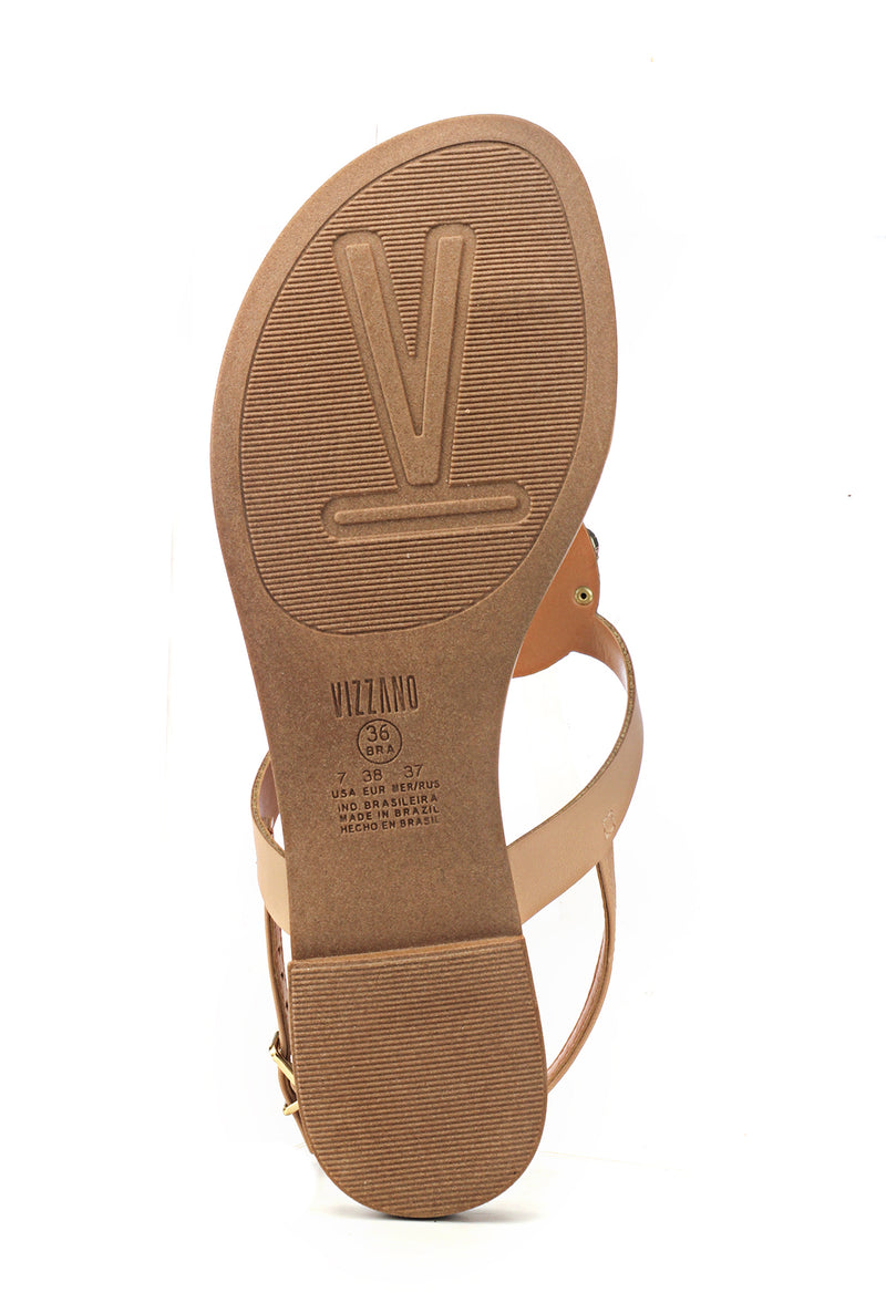 Synthetic Flat Sandals for Women-Beige - Sandals - Pavers England