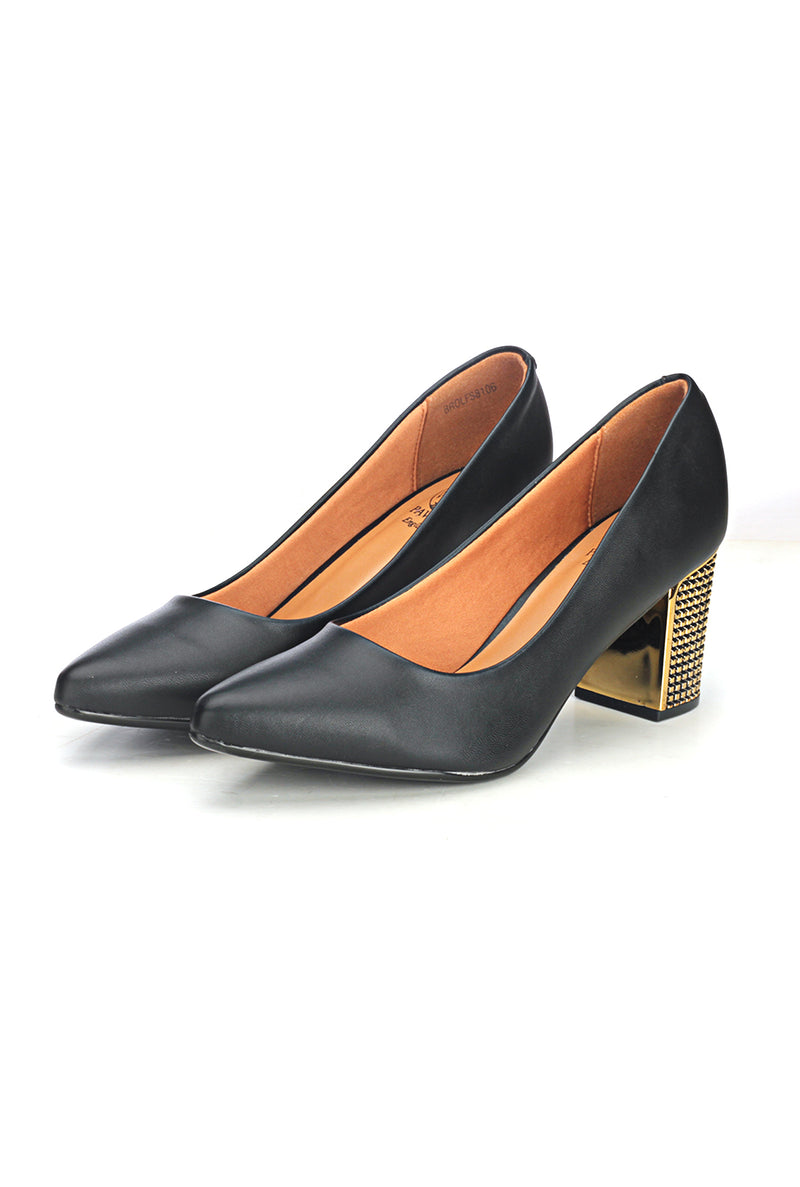 Metallic High-Heel Shoes - Black - Pavers England