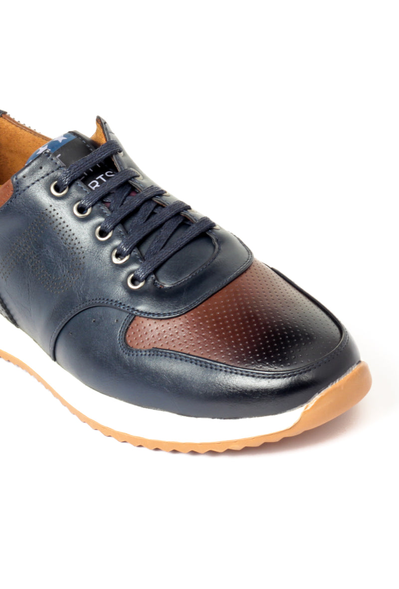 Synthetic Leather Lace-ups - Navy - Sneakers - Pavers England