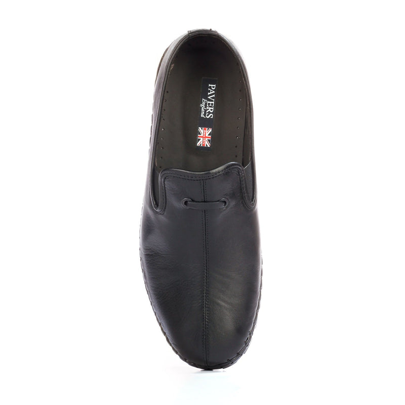 Textured split toe leather loafers for men - Black - Moccasins - Pavers England