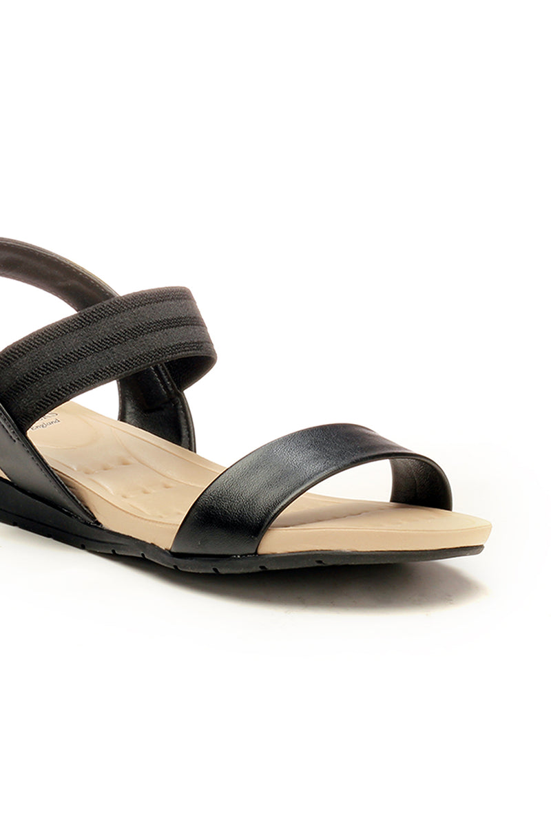 Flat Sandals with Velcro straps for Women - Black - Sandals - Pavers England
