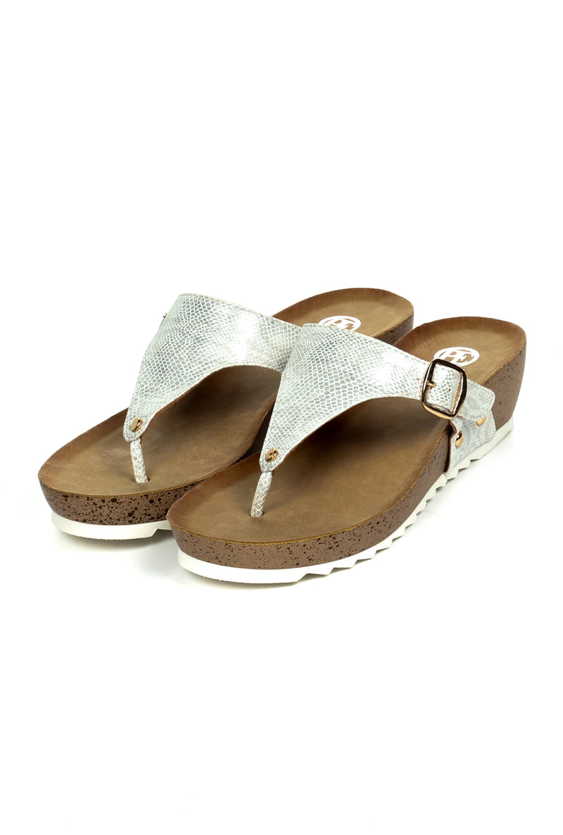Casual Buckle Wedges for Women-White - Toeposts - Pavers England