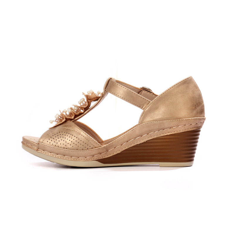 High heel Wedges for Women for Casual / Festive use-Beige - Sandals - Pavers England